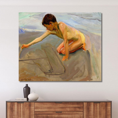 Disegno Sulla Sabbia Joaquín Sorolla jsr27 quadro stampato su tela