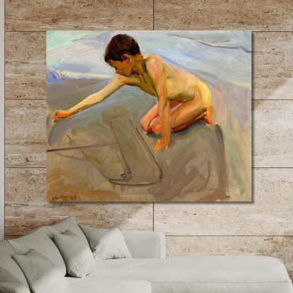 Disegno Sulla Sabbia Joaquín Sorolla jsr27 quadro stampato su tela