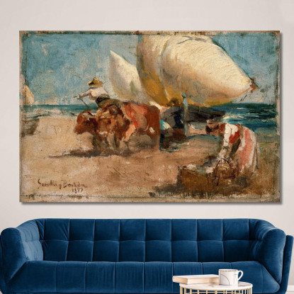 Scena Sulla Spiaggia 2 Joaquín Sorolla jsr34 quadro stampato su tela