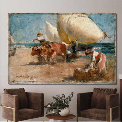 Scena Della Spiaggia Joaquín Sorolla jsr35 quadro stampato su tela