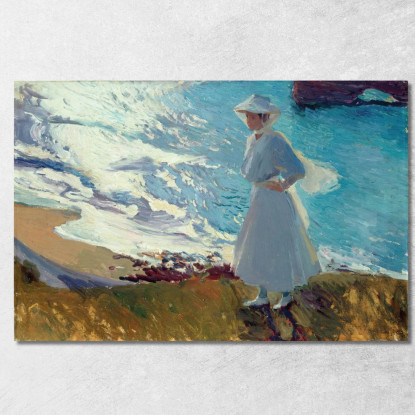 María Sulla Spiaggia Di Biarritz O Contre-Jour Joaquín Sorolla jsr61 quadro stampato su tela