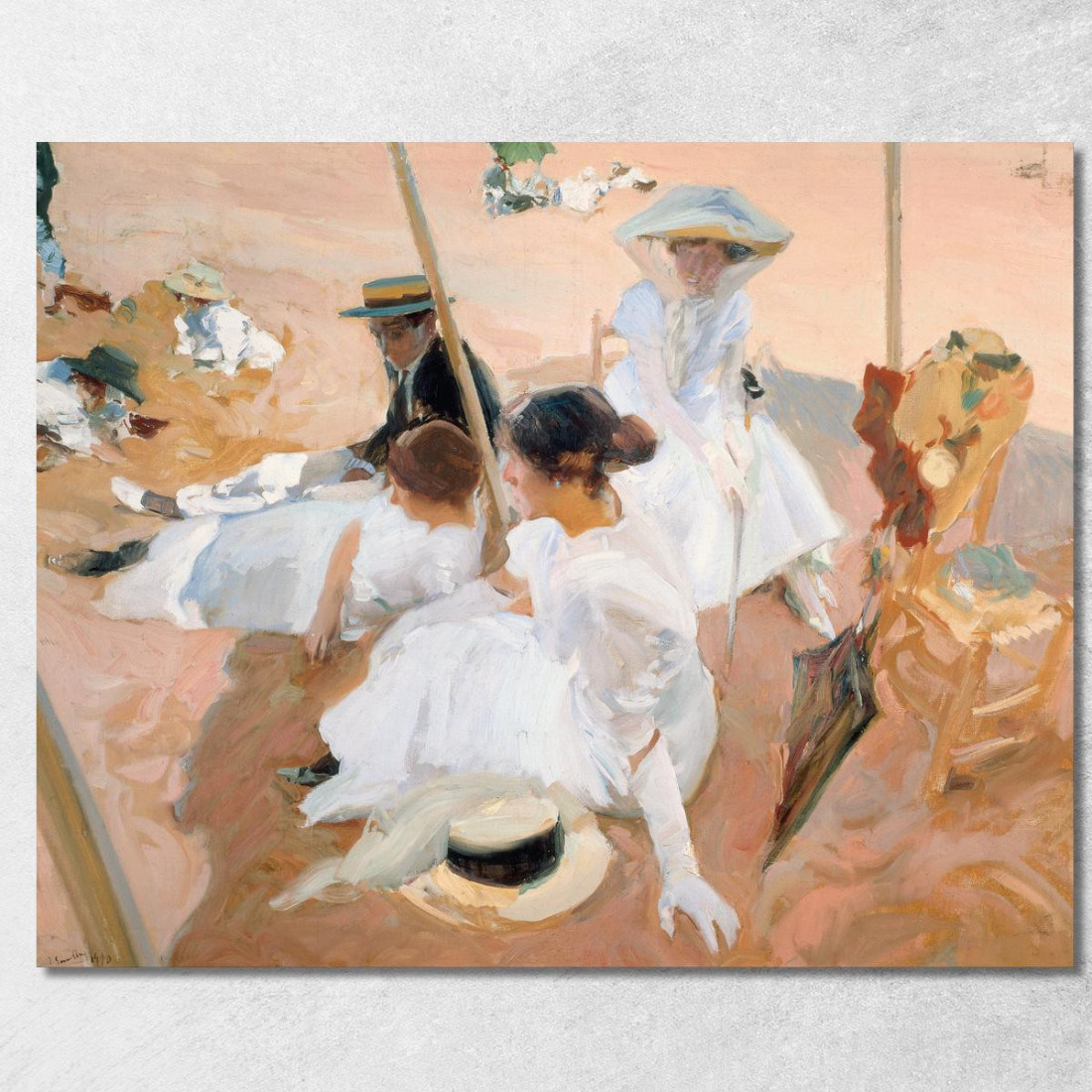 Sotto La Tenda Sulla Spiaggia Di Zarauz Joaquín Sorolla jsr116 quadro stampato su tela