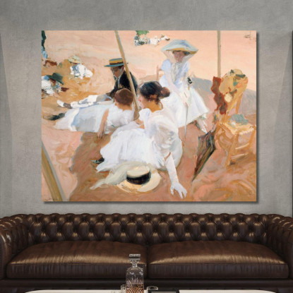 Sotto La Tenda Sulla Spiaggia Di Zarauz Joaquín Sorolla jsr116 quadro stampato su tela