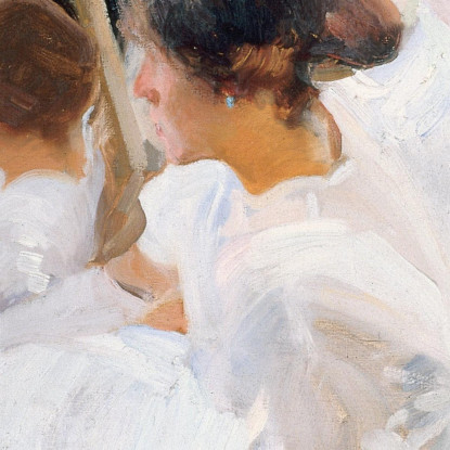 Sotto La Tenda Sulla Spiaggia Di Zarauz Joaquín Sorolla jsr116 quadro stampato su tela