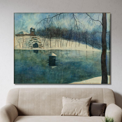 Il Parco Léopold Di Ostenda Con Lo Stagno E Il Trinkhall Sotto La Neve Léon Spilliaert lsp72 quadro stampato su tela