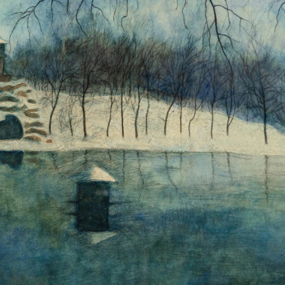 Il Parco Léopold Di Ostenda Con Lo Stagno E Il Trinkhall Sotto La Neve Léon Spilliaert lsp72 quadro stampato su tela
