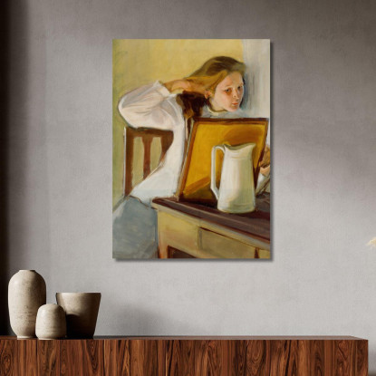 Ragazza Che Si Liscia I Capelli Magnus Enckell mek22 quadro stampato su tela