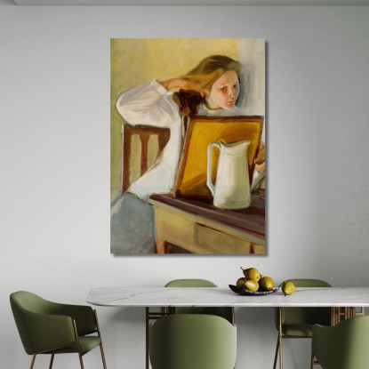 Ragazza Che Si Liscia I Capelli Magnus Enckell mek22 quadro stampato su tela