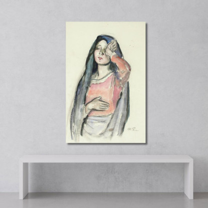 Schizzo Di Maria Per La Vetrata Ave Maria Nella Chiesa Di Pori Magnus Enckell mek40 quadro stampato su tela