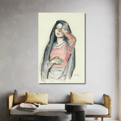 Schizzo Di Maria Per La Vetrata Ave Maria Nella Chiesa Di Pori Magnus Enckell mek40 quadro stampato su tela