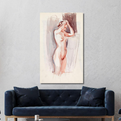 Schizzo Di Modello Nudo In Piedi Magnus Enckell mek66 quadro stampato su tela