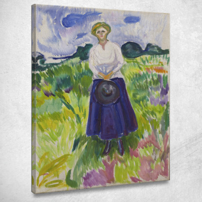 Donna In Un Prato Verde Edvard Munch em400 quadro stampato su tela