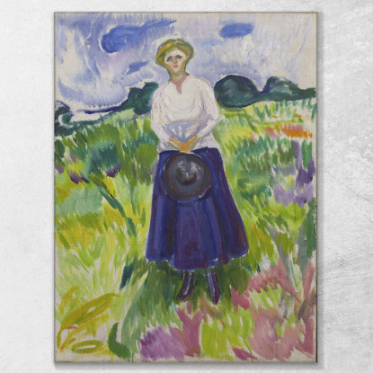 Donna In Un Prato Verde Edvard Munch em400 quadro stampato su tela