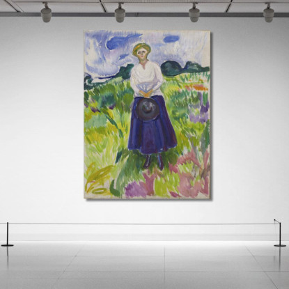 Donna In Un Prato Verde Edvard Munch em400 quadro stampato su tela