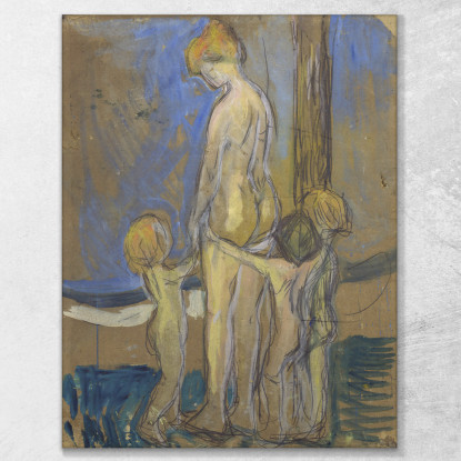 Donna Con Bambini Edvard Munch em404 quadro stampato su tela