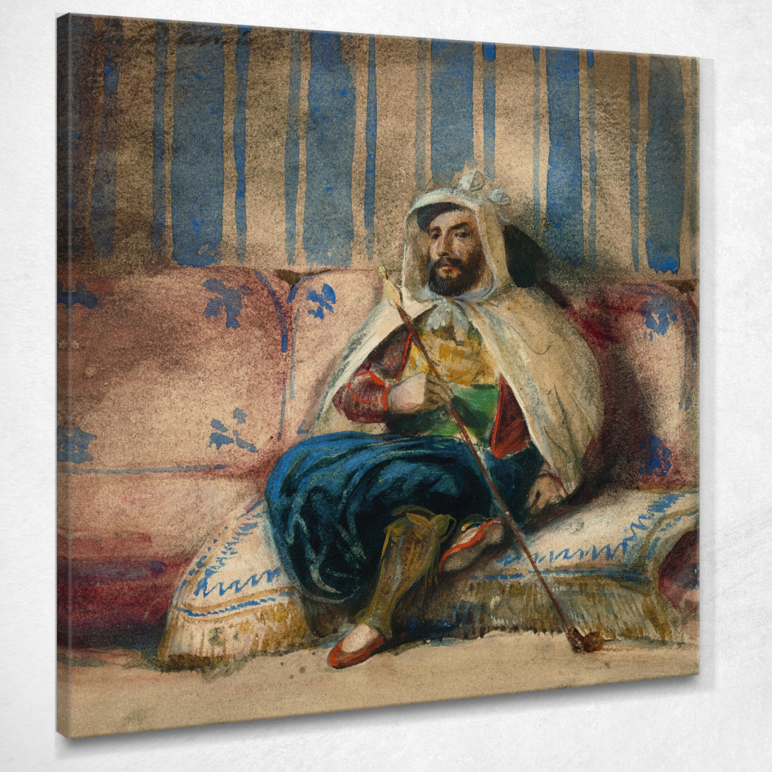 Un Uomo In Costume Orientale Fuma Su Un Divano Eugène Delacroix edx2 quadro stampato su tela