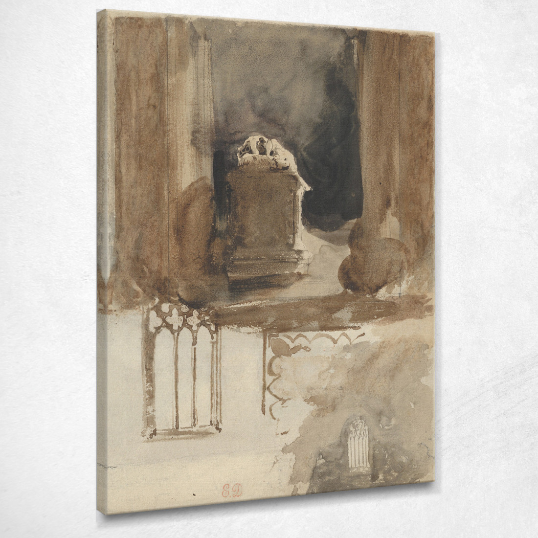 Una Tomba E Studi Di Finestre Nella Chiesa Dell'Abbazia Di Valmont Eugène Delacroix edx5 quadro stampato su tela
