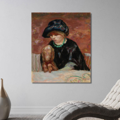 La Donna Con Il Bassetto O Ritratto Di Marthe Bonnard Con Il Bassetto Pierre Bonnard pbn21 quadro stampato su tela