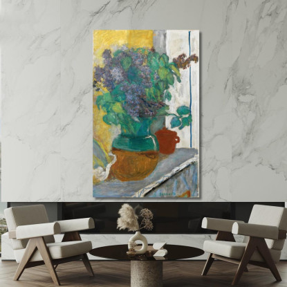 Lilla Viola In Vaso Di Terracotta Giallo E Verde Pierre Bonnard pbn41 quadro stampato su tela
