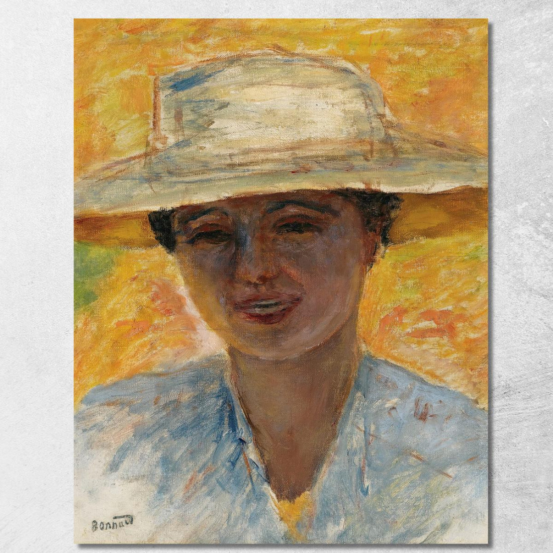 Ritratto Di Donna Con Un Grande Cappello Pierre Bonnard pbn57 quadro stampato su tela