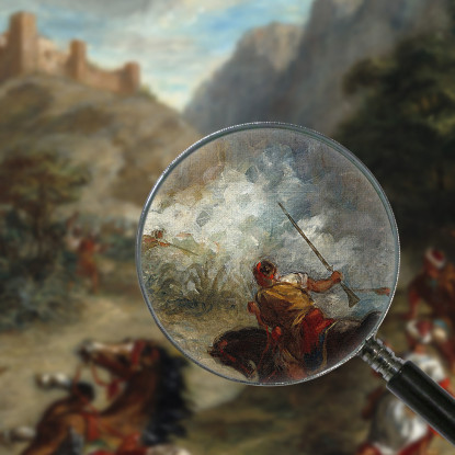 Gli Arabi Schermagliano Sulle Montagne Eugène Delacroix edx14 quadro stampato su tela