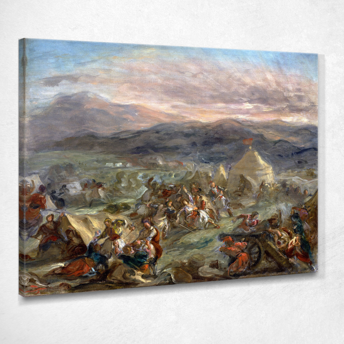 Botzaris Sorprende L'Accampamento Turco E Cade Ferito A Morte Eugène Delacroix edx16 quadro stampato su tela