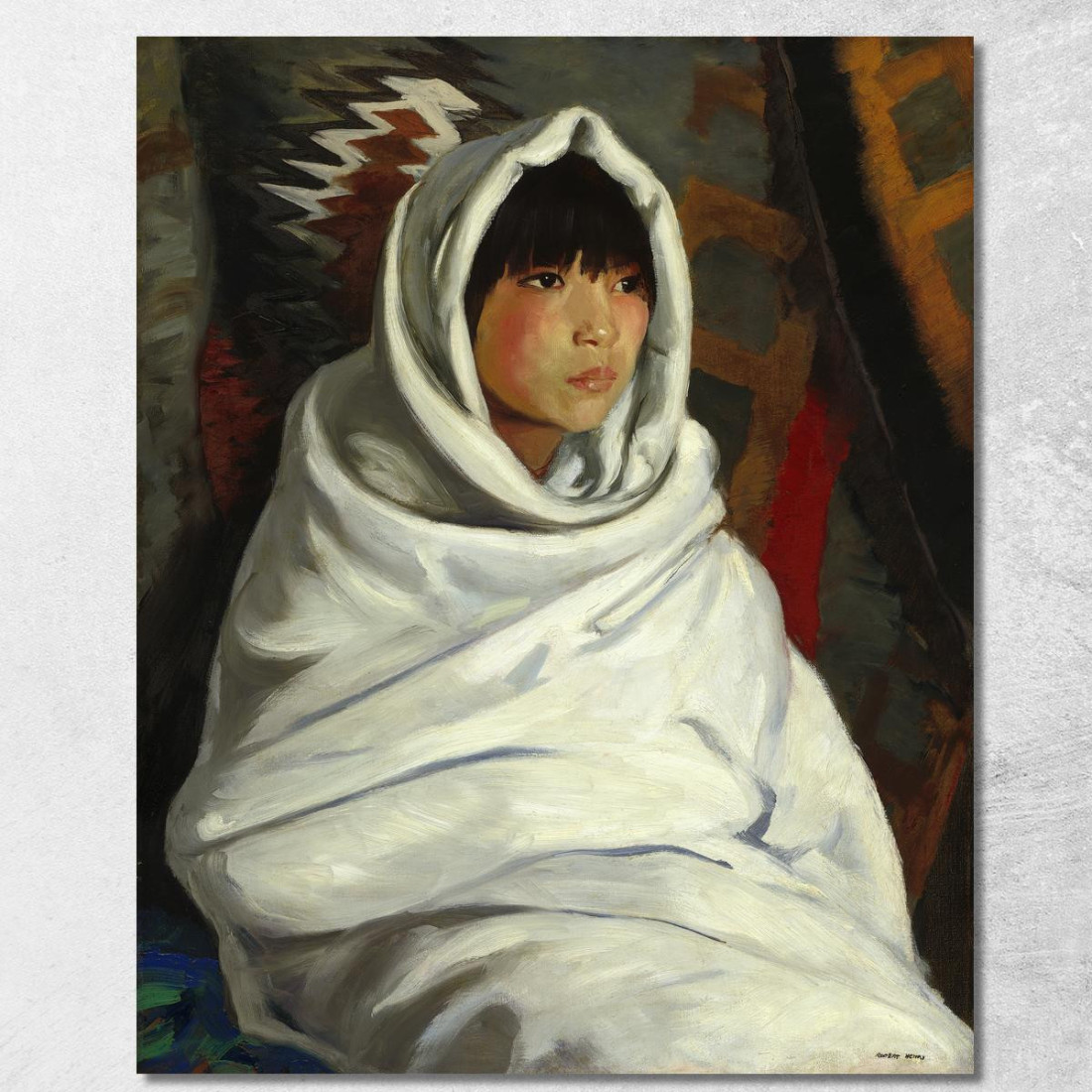 Ragazza Indiana In Coperta Bianca Robert Henri rhn29 quadro stampato su tela