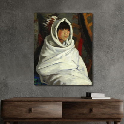 Ragazza Indiana In Coperta Bianca Robert Henri rhn29 quadro stampato su tela