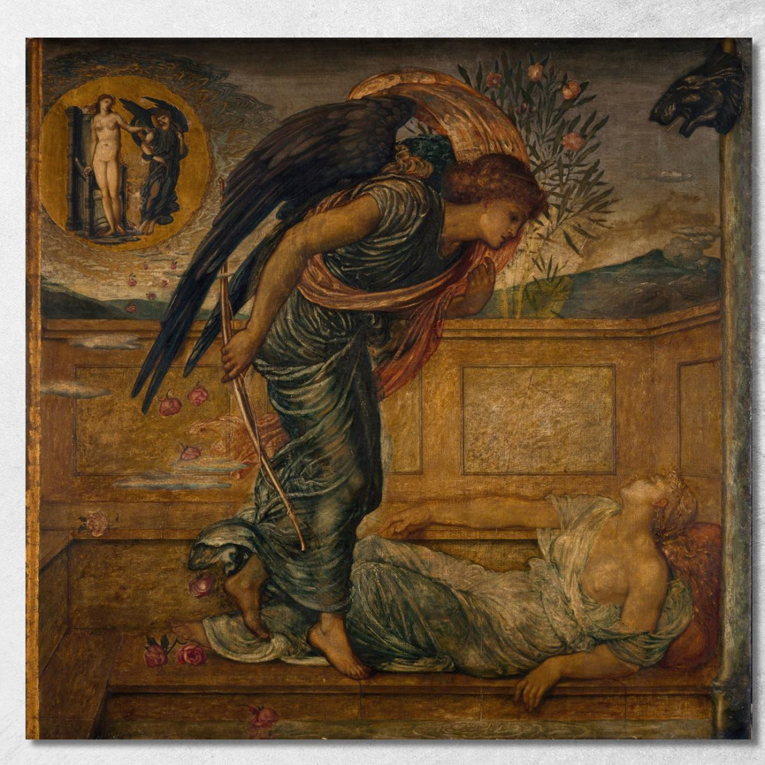 Cupido Trova Psiche Addormentata Vicino A Una Fontana Sir Edward Coley Burne-Jones ecb10 quadro stampato su tela