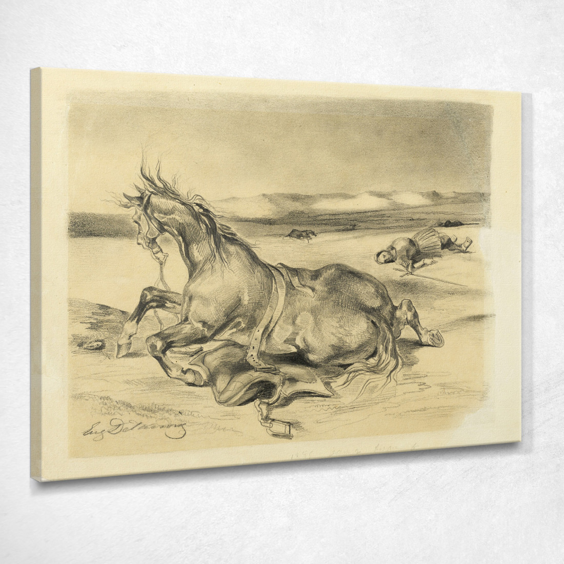 Cavallo Caduto E Cavaliere Morto Eugène Delacroix edx36 quadro stampato su tela