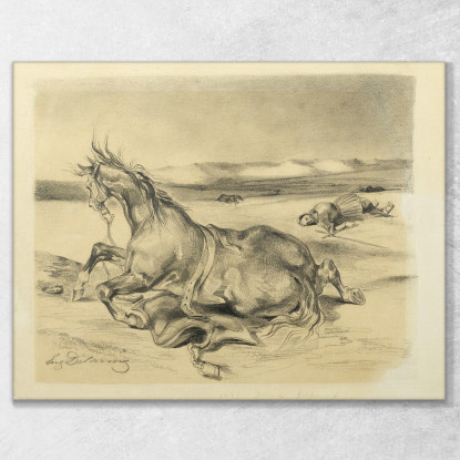 Cavallo Caduto E Cavaliere Morto Eugène Delacroix edx36 quadro stampato su tela