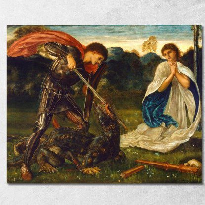 La Lotta Di San Giorgio Uccide Il Drago Vi Sir Edward Coley Burne-Jones ecb83 quadro stampato su tela