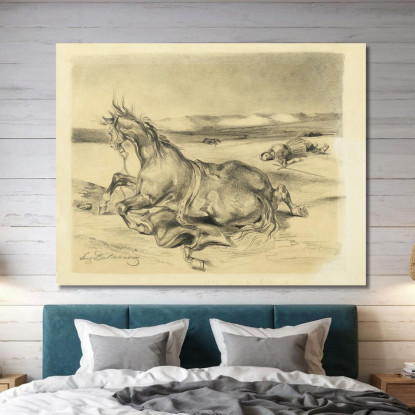 Cavallo Caduto E Cavaliere Morto Eugène Delacroix edx36 quadro stampato su tela