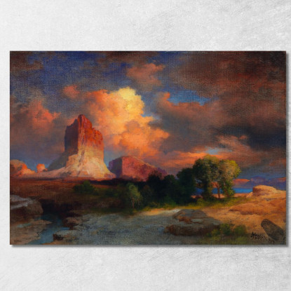 Tramonto Nuvola Green River Wyoming Thomas Moran tmr55 quadro stampato su tela