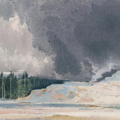Il Castle Geyser Upper Geyser Basin Parco Nazionale Di Yellowstone Thomas Moran tmr57 quadro stampato su tela