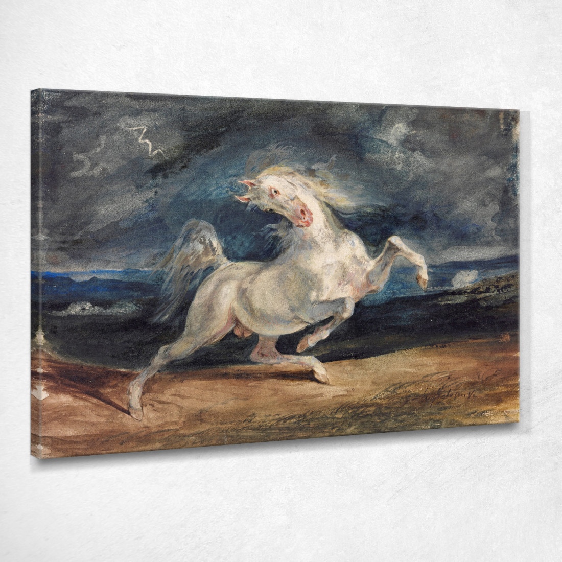 Cavallo Spaventato Dal Fulmine Eugène Delacroix edx55 quadro stampato su tela