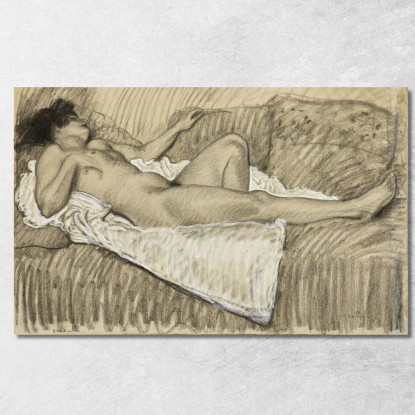 Nudo Nel Lenzuolo Bianco Théophile Alexandre Steinlen tas40 quadro stampato su tela