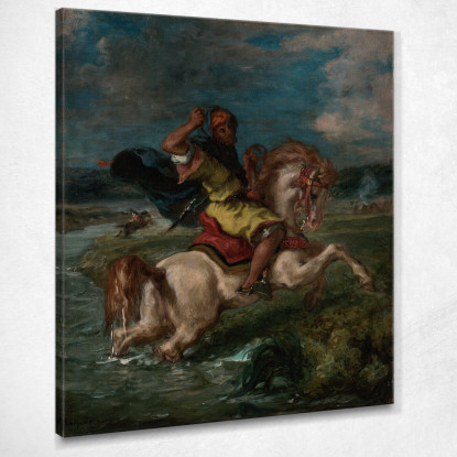 Cavaliere Marocchino Che Attraversa Un Guado Eugène Delacroix edx81 quadro stampato su tela