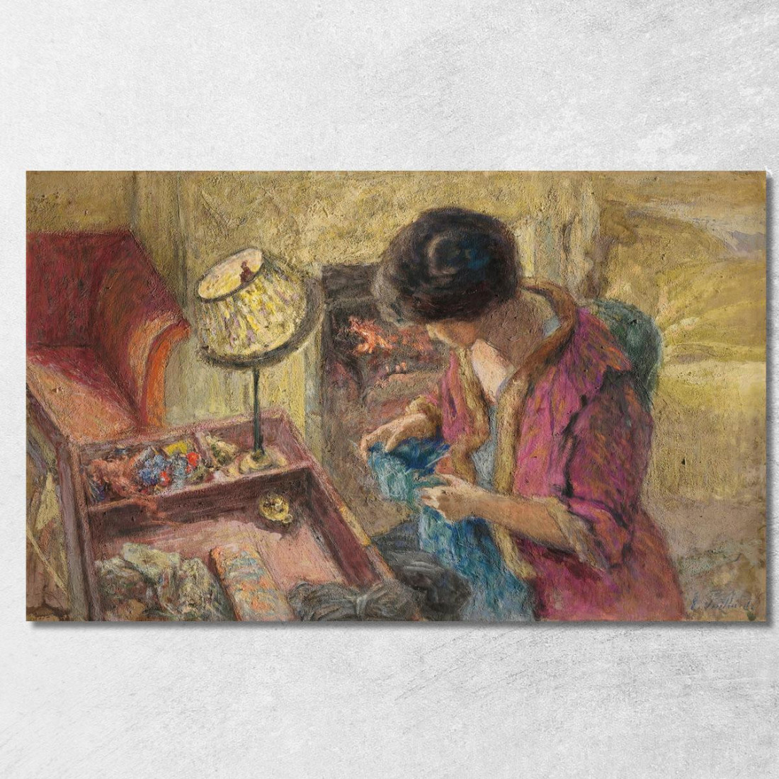 Le Petit Salon Madame Hessel Al Tavolo Dello Studio Ouvrage Édouard Vuillard evu73 quadro stampato su tela