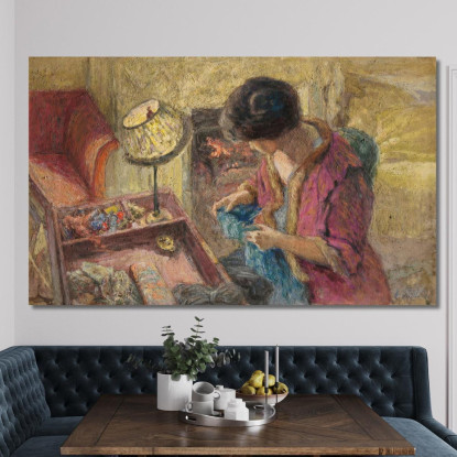 Le Petit Salon Madame Hessel Al Tavolo Dello Studio Ouvrage Édouard Vuillard evu73 quadro stampato su tela