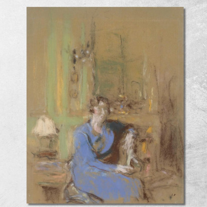 Madame Lucien Sauphar Seduta Nel Suo Salotto Édouard Vuillard evu104 quadro stampato su tela