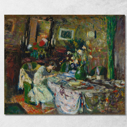 Marcelle Aron Nella Sala Da Pranzo Dello Château-Rouge Édouard Vuillard evu118 quadro stampato su tela