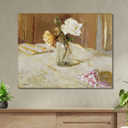 Rose In Un Vaso Di Vetro Édouard Vuillard evu146 quadro stampato su tela