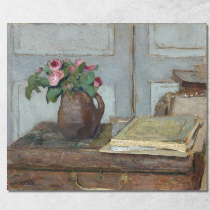 La Scatola Dei Colori Dell'Artista E Le Rose Muschiose Édouard Vuillard evu153 quadro stampato su tela