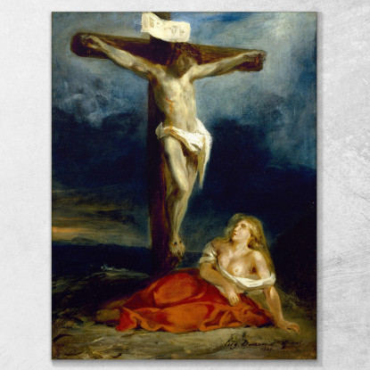 Santa Maria Maddalena Ai Piedi Della Croce Eugène Delacroix edx102 quadro stampato su tela