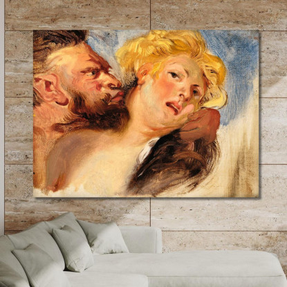Satiro Che Abbraccia Una Ninfa Secondo Peter-Paul Rubens Eugène Delacroix edx103 quadro stampato su tela