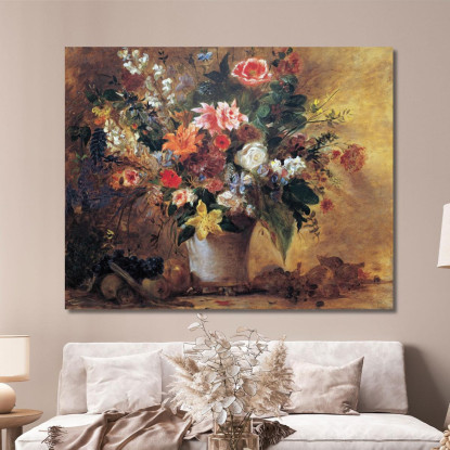 Natura Morta Con Fiori Eugène Delacroix edx113 quadro stampato su tela
