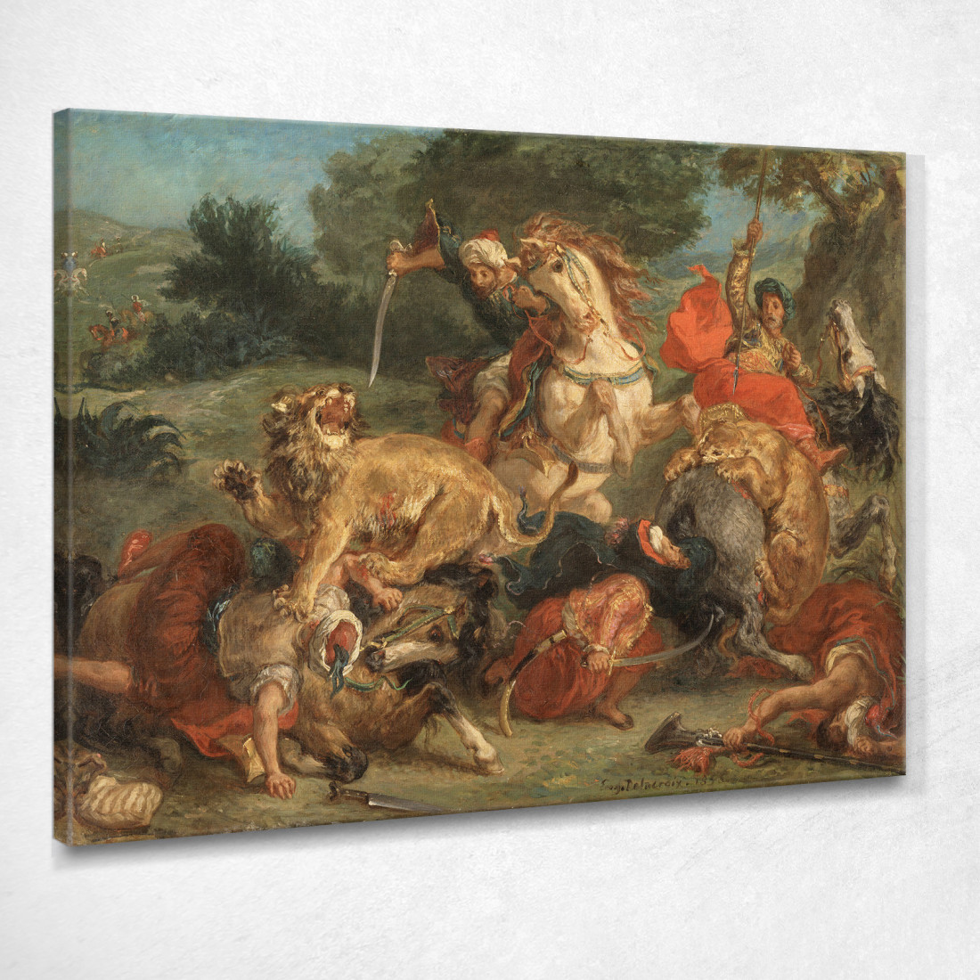 La Caccia Al Leone Eugène Delacroix edx134 quadro stampato su tela