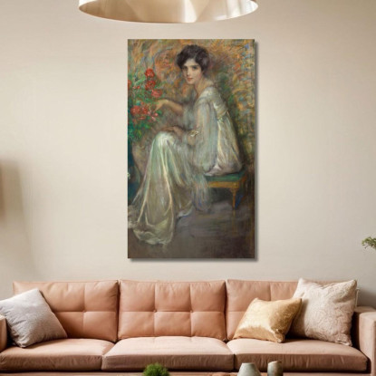 Giovane Donna Con Rose Alice Pike Barney apb130 quadro stampato su tela
