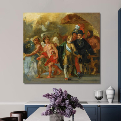 La Scena Dell'Arciduchessa Isabella Secondo Rubens Eugène Delacroix edx143 quadro stampato su tela